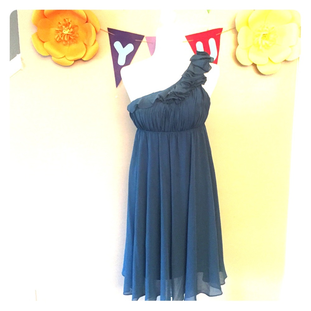 Teal One Shoulder Dress